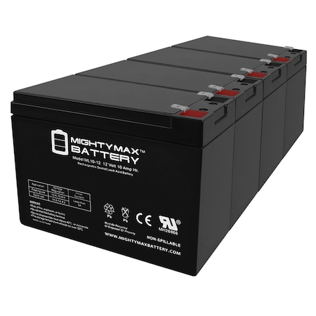 12V 10AH SLA Battery Replacement For APC AP360, AP360SX - 4 Pack